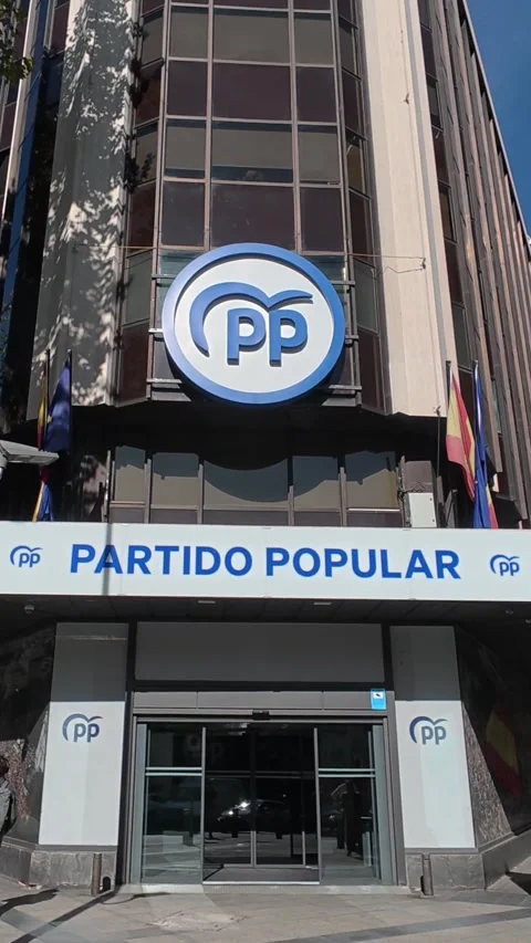 Madrid, Spain - October 28, 2025: Partido Popular headquarters Stock Footage 342294230