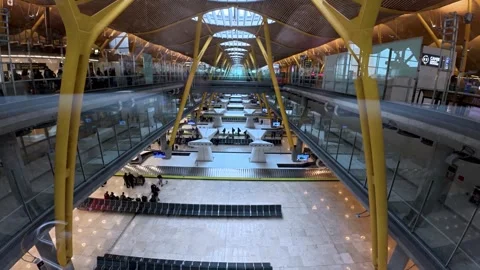 Madrid, Spain - October 28, 2025: Madrid-Barajas Airport check-in area Stock Footage 342294231