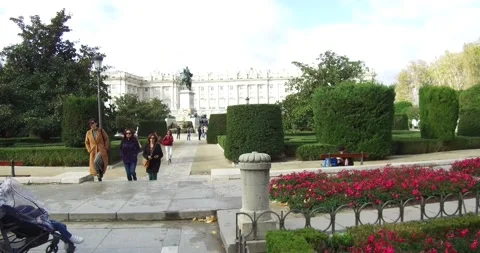 Madrid, Spain. Plaza de Oriente and Monumento a Felipe IV. Stock Footage 146432142