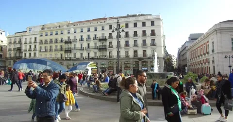 Madrid, Spain. Puerta del Sol at sunset. Video stock 165060989