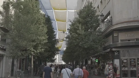 Madrid, Spain, September 23, 2018, Tourism in calle de preciados, 4k, sLog2 Stock Footage 95653053