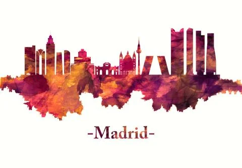 Madrid Spain skyline in red Stock Illustration