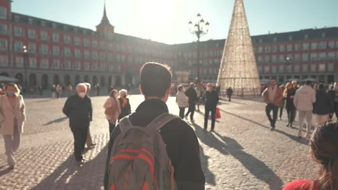 Madrid Square Follow 2 Stock Footage 232539476