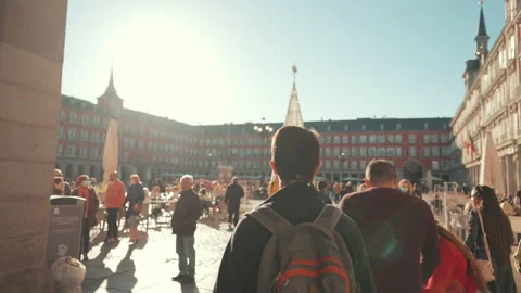 Madrid square follow Stock Footage 232539574