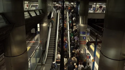 Madrid subway stairs Stock Footage 117587294