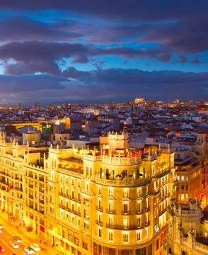 Madrid at twilight, Spain Stock Photos