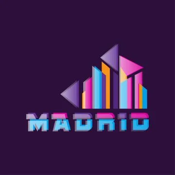 Madrid vector logo design with caption. Capital of Spain. Geometric icon in Stock Illustration