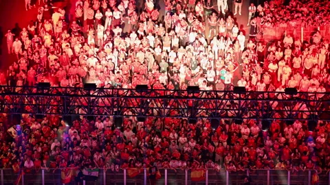 Madrid World Cup 2026 Victory Rally Sea Of Red Fans Behind Stage Safety 動画素材 346654828
