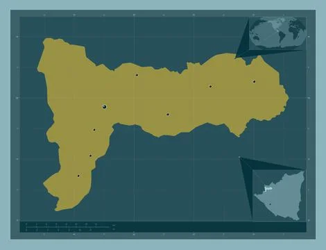 Madriz, Nicaragua. Solid color shape. Locations of major cities of the region Stock Illustration