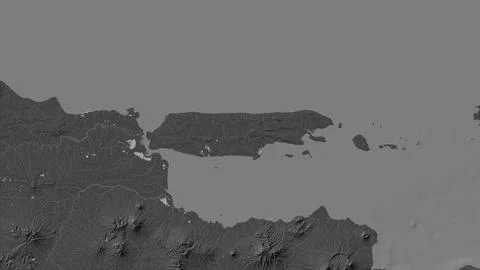 Madura Island in the Java Sea on a bilevel elevation map Ilustração Stock