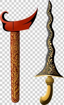 Madura Kris Dagger Vector with Bold Pamor and Strong Carved Cekur-Style Hilt Stock Illustration