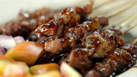 Madurese goat satay Stock Footage 265674706