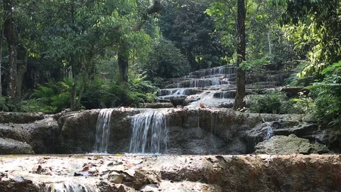 Mae Kae 2 waterfall or Kaofu waterfall  Stock Footage 127858087