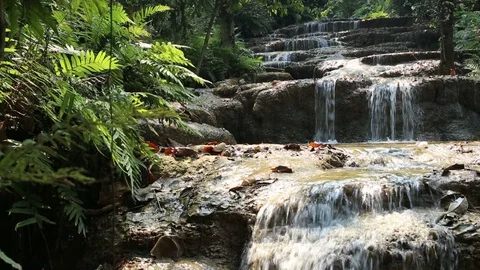 Mae Kae 2 waterfall or Kaofu waterfall  Stock Footage 127858170