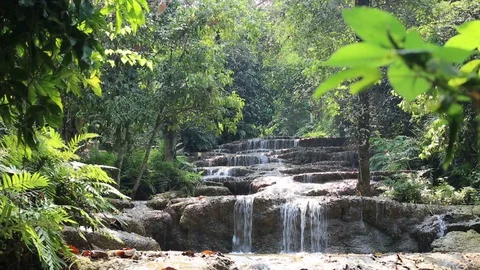 Mae Kae 2 waterfall or Kaofu waterfall  Stock Footage 127858251