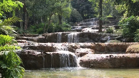 Mae Kae 2 waterfall or Kaofu waterfall  Stock Footage 127858310
