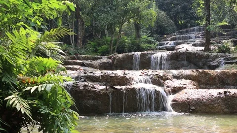 Mae Kae 2 waterfall or Kaofu waterfall  Stock Footage 127858349