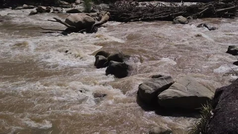 Mae Taeng River Rapids Flowing Over Rocks, Chiang Mai Stock Footage 320095311