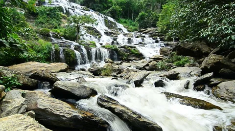 Mae Ya Waterfall, Doi Inthanon National Park. Chiang Mai, Thailand. Stock Footage 66756797