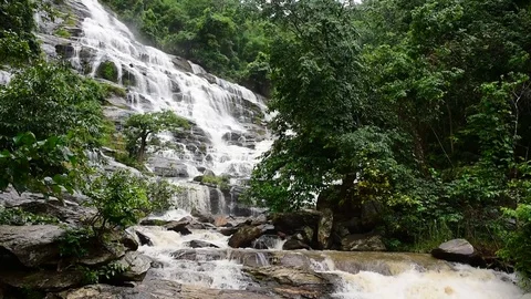 Mae Ya waterfall at Doi Inthanon National Park, Chiangmai, Thailand Stock Footage 80412610