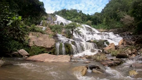 Mae Ya waterfall, Doi Inthanon national park Chiang Mai, Thailand. slow motion Stock Footage 142999455