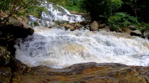 Mae Ya waterfall, Doi Inthanon national park Chiang Mai, Thailand. slow motion Stock Footage 142999732
