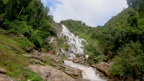 Mae Ya waterfall, Doi Inthanon national park Chiang Mai, Thailand. slow motion Stock Footage 143002614