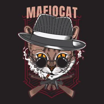 Mafia cat tshirt design vector illustration style Stock Illustration