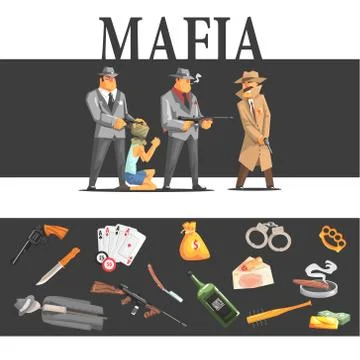 Mafia Taking Hostage And Their Equipment Stock Illustration
