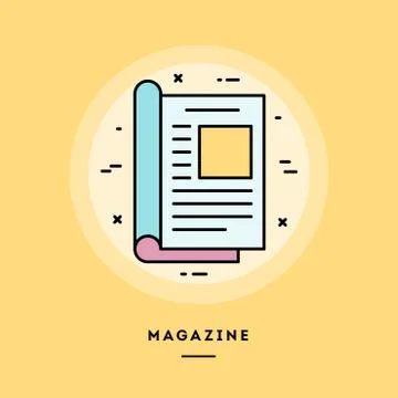 Magazine, flat design thin line banner. Vector illustration. Illustrazione stock