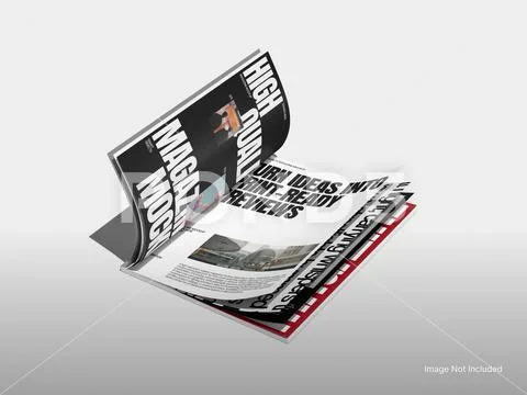 Magazine Mockup Showcasing Pages PSD Template