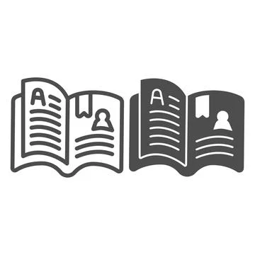 Magazine with pages line and solid icon, children book day concept, book fairy Ilustração Stock