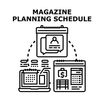 Magazine planning schedule content management concept Illustrazione stock