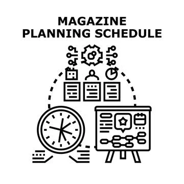 Magazine planning schedule process for content publishing Stock Illustration