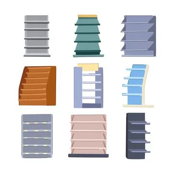 Magazine rack set cartoon vector illustration Stock Illustration