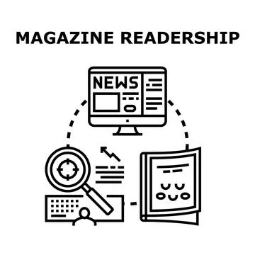 Magazine readership concept for news analytics and media research Stock Illustration