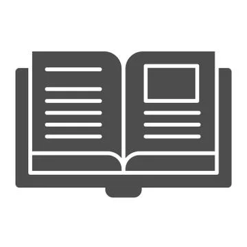 Magazine solid icon. Open book vector illustration isolated on white. Notebook 스톡 일러스트