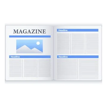 Magazine spread layout with headlines and text columns mockup. vector illus.. Stock Illustration