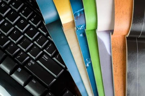 Magazines and computer Stock Photos