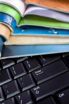 Magazines and computer Stock Photos