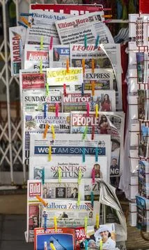 Magazines on display in a store i Stock Photos