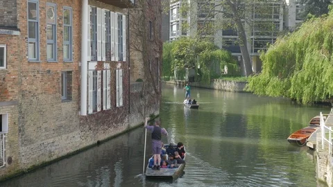 Magdalene Bridge view of the River Cam, Cambridge Stock Footage 106824561