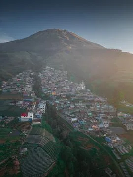 Magelang Regency, Central Java, Indonesia. Highest Village on Mount Sumbing.. Stock Photos