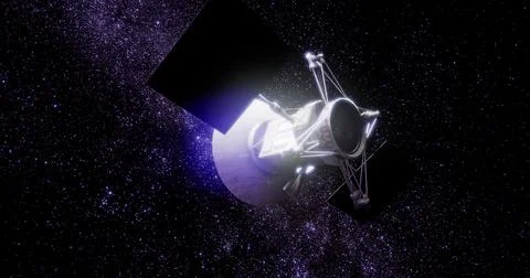 Magellan spacecraft exploring the vastness of outer space near distant galaxi Stock Illustration