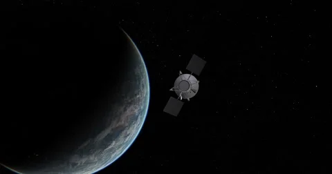 Magellan spacecraft zips past camera as it departs Earth.  Stock-Footage 62389936