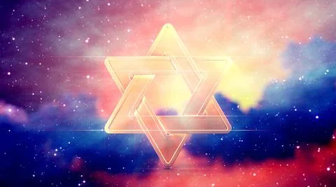 Magen david on cumulus clouds backdrop , concept abstract 3D rendering Stock Illustration