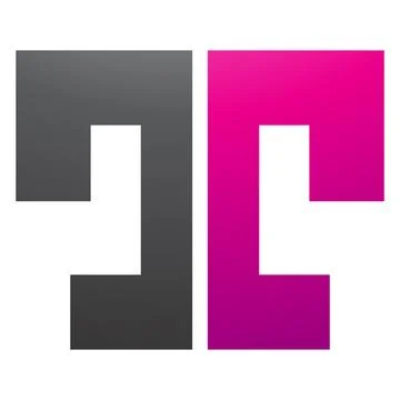 Magenta and Black Bold Split Shaped Letter T Icon Illustrazione stock