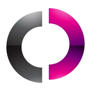 Magenta and Black Glossy Split Shaped Letter O Icon Illustrazione stock