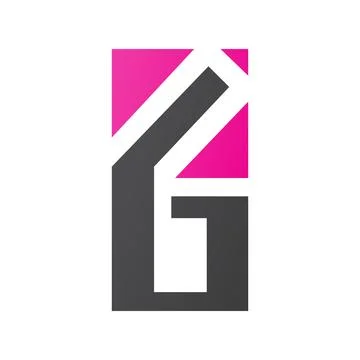 Magenta and Black Rectangular Letter G or Number 6 Icon Stock Illustration