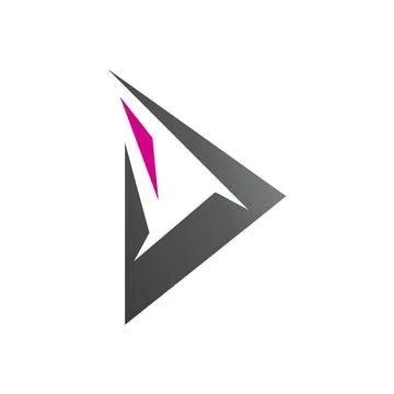 Magenta and Black Spiky Triangular Letter D Icon 스톡 일러스트